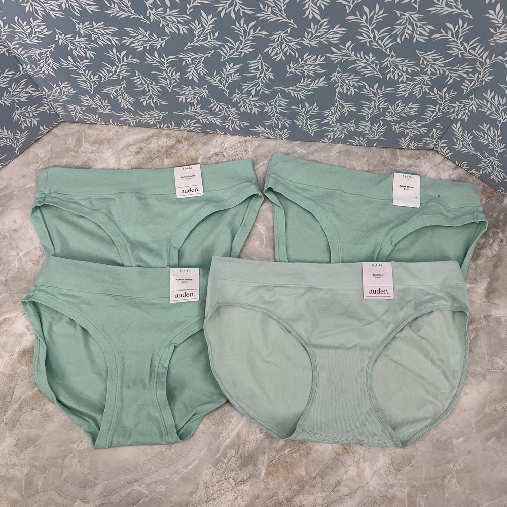 NEW lot Auden mint green stretch bikini seamless panties 4pr underwear S